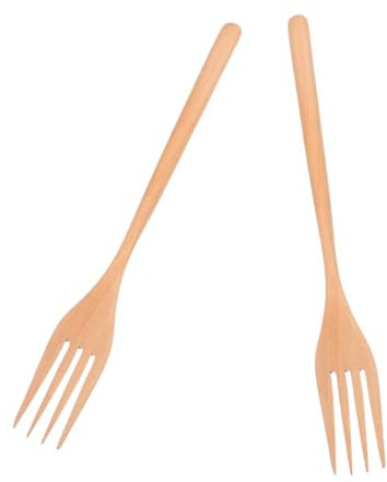 VILLFUL 2pcs Wooden Serving Forks Long Salad Mixing Forks for Stirring Cooking Serving Wooden Utensils for Home Restaurant Use