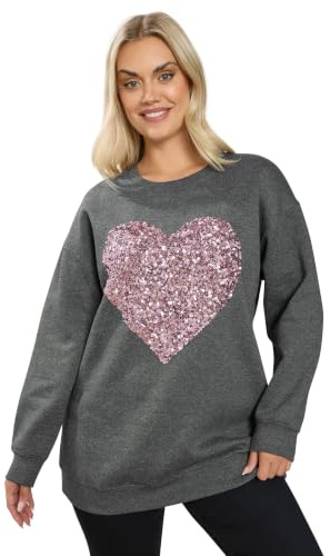 Yours Curve Sequin Embellished Star Sweatshirt - Women's - Plus Size Curve