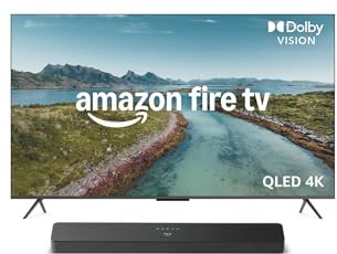 Amazon Ember QLED-Serie mit Fire TV, 65-Zoll Smart TV in 4K Ultra HD, HDR10+, Dolby Vision, Dolby Audio, Quad-Core-Prozessor+ Fire TV-Soundbar Plus | 3.1-Kanal-Sound