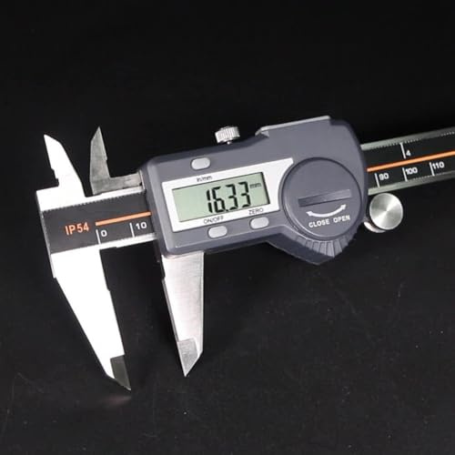 Lecreatekit Pied à coulisse numérique en acier inoxydable IP54 étanche LCD Jauge électronique 0-300 mm Résolution 0,01 mm Conversion pouces/mm pour usinage