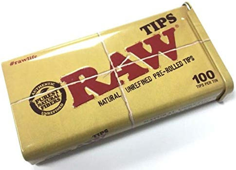 RAW pre-Rolled Tips Metal Tin vorgerollte Tips in Metalldose 1 Tin Case (100 Tips)