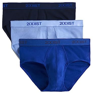 2(X)IST Men's Essential Cotton Contour Pouch Brief 3-pack Underwear, Navy/Cobalt/Porcelain, L UK