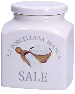 La Porcellana Bianca, Barattolo per Sale da Cucina in Porcellana Decorata, Linea Conserva, Capienza 1.1L