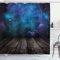 ABAKUHAUS Weltraum Duschvorhang, Space von Home Ansicht, Stoffliches Gewebe Badezimmerdekorationsset mit Haken, 175 x 200 cm, Lila Blau Braun