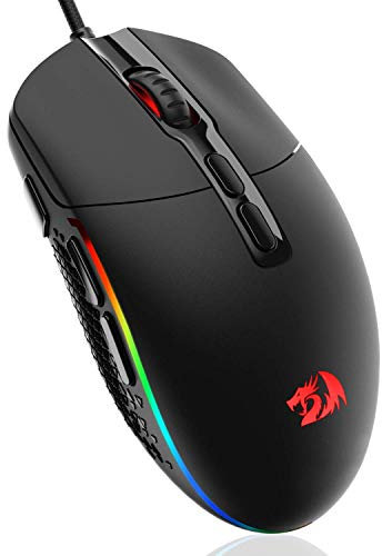 Redragon M719 Invader Souris de Jeu Optique Filaire, 7 Boutons programmables, rétroéclairage RVB, 10 000 DPI, Souris de Jeu Ergonomique avec Bouton Fire