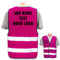 Warnweste selbst gestalten mit eigenem Aufdruck * Bedruckt mit Name Text Bild Logo Firma, Position & Druckart:Rücken + Front/Premium-Druck, Farbe & Größe:Pink/Größe M