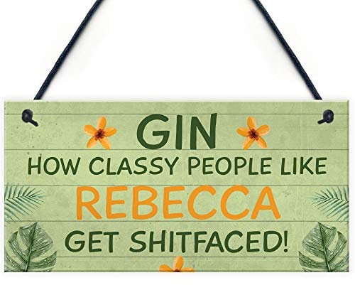 RED OCEAN Personalised Gin Bar Sign Funny Gin Gift Bar Sign Personalised Home Bar Sign Funny Alcohol Gift