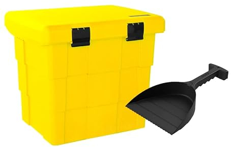 Daken Contenedor de sal para esparcir (108 L, con pala), color amarillo