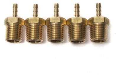 LTWHOME Couplage/connecteur à raccord cannelé en laiton 1/4mâle BSPT x 3 mm (1/8) Tuyau de barbelé Carburant Essence Gaz Eau (Paquet de 5)