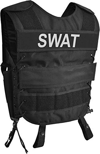 normani Taktische SWAT Weste mit Pistolenholster und abnehmbarem Schriftzug auf dem Rücken Farbe SWAT Größe XL-XXL