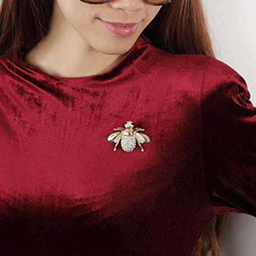 Yienate Modische Käfer-Brosche mit Kristallen, Biene, Strass, Retro-Brustnadel, Kleidung, Anstecknadel, Schmuck, Geschenke für Männer und Frauen (Gold)