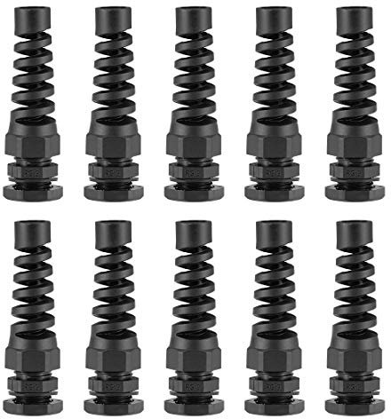sourcing map PG9 Cable Gland 4mm-8mm Wire Hole Waterproof Nylon Joint Adjustable Locknut with Strain Relief Black 10pcs