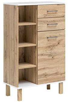 Schildmeyer Highboard 147623 Wido, Eiche Landhaus Dekor/weiß, 114,5 x 67 x 35 cm