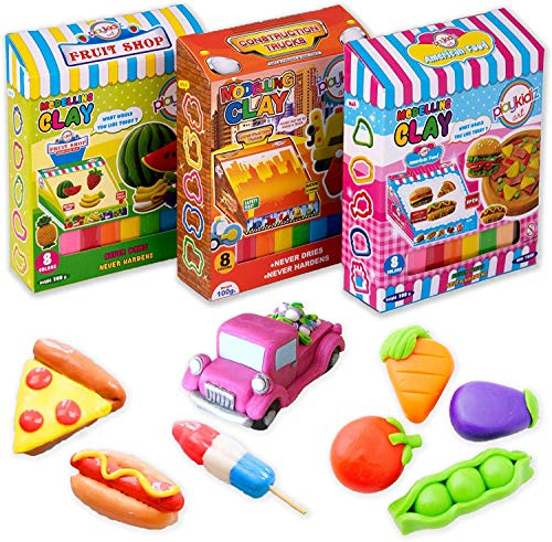 Playkidiz Kit polimérica, Herramientas y Accesorios para plastilina de polímero, Arcilla para modelar para Hornear en Horno, Manualidades para niños, Multicolor (.)