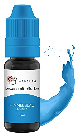 Wenburg Lebensmittelfarbe, 11ml hochkonzentriert, made in EU, zuckerfrei, flüssig. zum Färben von Teig, Getränken, Aromen, Slime (Himmelblau)