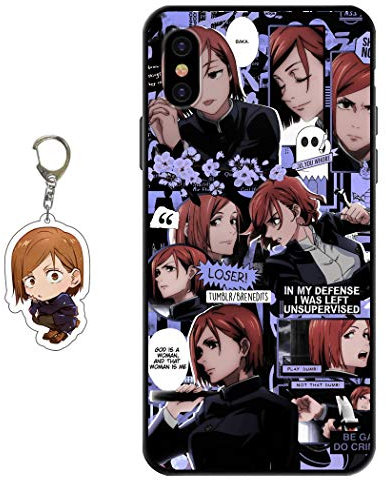 Staremeplz Compatible iPhone XS Case - Anime Design with Figure Keychain, Soft Silicone Flexible TPU Animation Phone Case