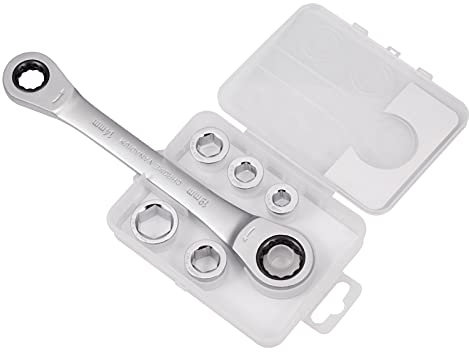 LEONTOOL Juego de 6 llaves de trinquete de 8.5 pulgadas, juego de llaves combinadas de trinquete métricas de liberación rápida