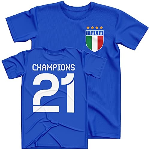 Italia Shirts for Men - Italy Champions 21 T Shirt - Football Country European Coming Rome Tee Him - Italian Tournament Footy Soccer Top, XL, Royal Blue