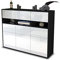 Stil.Zeit Highboard Kommode Teresa, Korpus anthrazit matt, Front Hochglanz-Design Weiß (136x108x35cm), Push-to-Open Technik & Leichtlaufschienen
