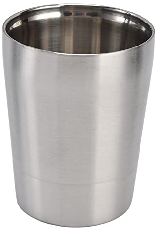 TOPINCN Copa de Acero Inoxidable de Doble Pared, Aislamiento Térmico Seguro Copa de Cerveza de Metal Simple Copas de Vino Limpio Resistente a la Corrosión Elegante para(Tamaño pequeño Natural 263ml)
