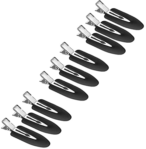 JeoPoom Pinzas para el Pelo sin Doblar Clips[9 Piezas], Sin Dobleces, Sin Marcas, Sin Arrugas, Herramienta de Clips de Peinado(Negro)
