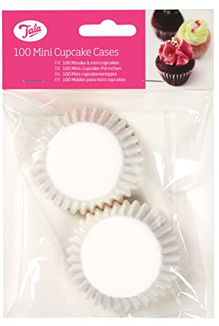 Tala 9cm Diameter Plain White Mini Cupcake Cases, Ideal for Smaller Shallow Cupcakes and Fairy Cakes, Perfect for Birthdays and Celebrations
