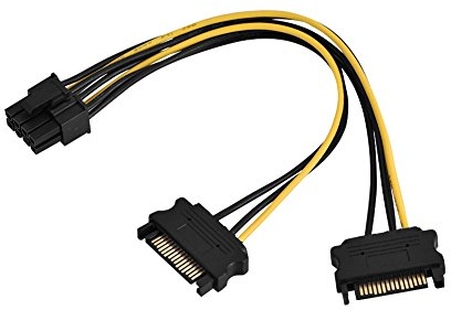 Akozon Single SATA Kabel, 15 Pin Single SATA Männlich Bis 8 Power Express Netzteil Adapter Kabel 0,2 M in der Lage, Video Weiblich PCI-E PCI (Dual-SATA 0,2 m)