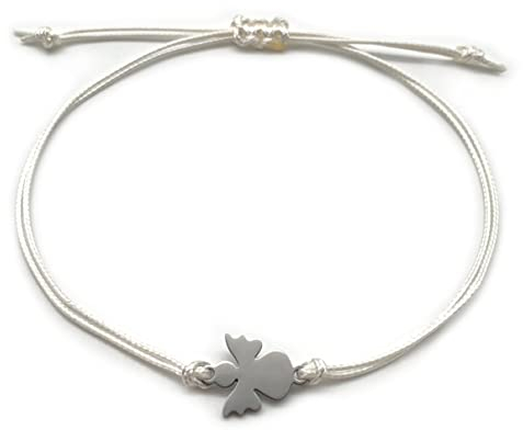 Schutzengel Armband | Glücksbringer Armkettchen mit Engel Schutzengelchen | Armbändchen Geschenk Freundschaftsband (Weiß)
