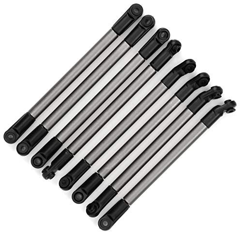 Agatige 8Pcs Metal RC Link Rod, 7mm/0.3in Diameter 3mm/0.1in End Opening 114mm/4.5in 118mm/4.6in Length Wheelbase Link Rod RC Crawler Wheelbase Linkage for 1/10 Remote Control Crawler