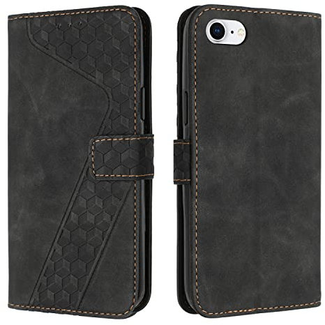 OKZone Compatible With iPhone SE 2020/iPhone 8/iPhone 7 Case, Wallet Case PU Leather with Card holder Slots Magnetic Shockproof Flip Cover Phone Cases Cover for iPhone SE 2020/8/7 (4.7 Inch) (Black)