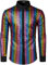 JOGAL Herren Langarm Pailletten Kleid Glitzer Hemd 70er Disco Party Kustüm Multicolour Mittel