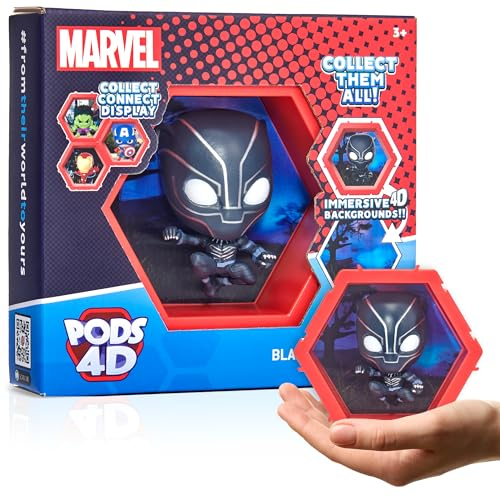 WOW! PODS 4D Marvel Black Panther | Unique Connectable Collectable Bobble-head figure that Bursts from their World into Yours | Wall or Shelf Display | Marvel Toys and Gifts | Series 1 no. 411