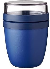 Mepal Müslibecher to go, Klein, praktischer Joghurtbecher to go - Unterteilung für Joghurt & Müsli - Geeignet für Gefrierschrank, Mikrowelle & Spülmaschine - 300 ml + 120 ml - Vivid Blue