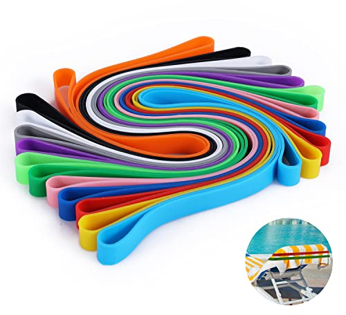 12 Piezas Bandas Elásticas para Toallas, Estirables, Playa Toalla Clips Bandas para Toallas para Sillas de Playa Bandas Vacaciones en la Piscina Accesorios de Playa