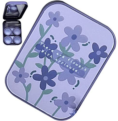 vepoty Portable Contact Lens Case Travel Contact Lens Holder Contact Lens Container with Tweezers Solution Bottle Wearing Stick