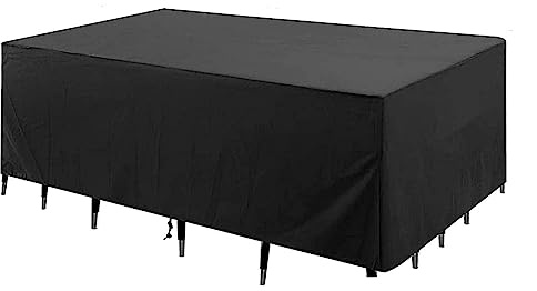 Oxford 600 Heavy Duty Waterproof Patio Covers For Outdoor Furniture 250x200x80cm Furniture Covers For Outside Waterproof & Windproof Anti-UV, Rectangular Patio Table Cover with Buckles & Drawstring
