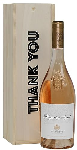 Whispering Angel Rosé Cotes de Provence, 75cl in a Thankyou Celebration Wooden Gift Box - Classic French Pink Rose Wine Gift