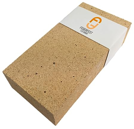 Feuerfest 123 - Schamottstein NF2-76 [250x124x76 mm] - Für Kaminöfen, Öfen & Grills - Backofenstein 1.350 °C hitzebeständig - Lebensmittelecht für Pizzaofen - Schamotte Speichersteine