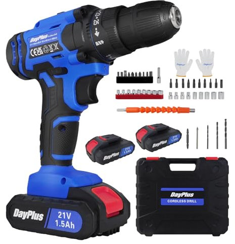 Cordless Power Screwdrivers Drilling Machine with Hard Case for Home, Electric Screwdriver Set with 26PCS Accessories, 2X 1300mAh Battery 1 Hour Fast Charg (Cordless Drill W/2 Battery)