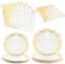 Platos Desechables 60Pcs Juego de Platos de Papel Incluye 20 Platos Llanos 9, 20 Platos de Postre 7 y 20 Servilletas Vajilla Desechable para Boda, Barbacoas, Fiestas y Cumpleaños- Color Dorado