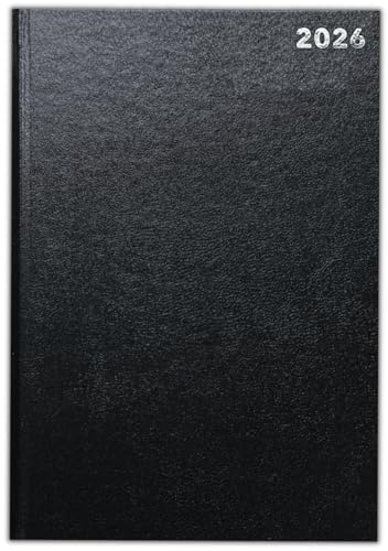 Kalender 2024, A4, A5, A6, Tagesansicht/Wochenansicht, PU-Leder, Ganzjahresplaner, Schreibtisch, Samstag, Sonntag, geteilte Seite (A5, Wtv, Schwarz)