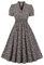 Wellwits Women's Collared V Neck Shirred Ditsy Floral Vintage Dress Black M