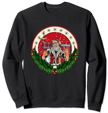 Weihnachtsmann Schlagzeuger | Trommelset | Frohe Weihnachten Sweatshirt