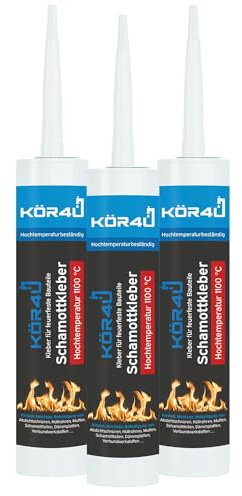 3 adesivi refrattari kör4u 310 ml, beige, adesivi per componenti ignifughi, perfetti per la riparazione di mattoni refrattari danneggiati