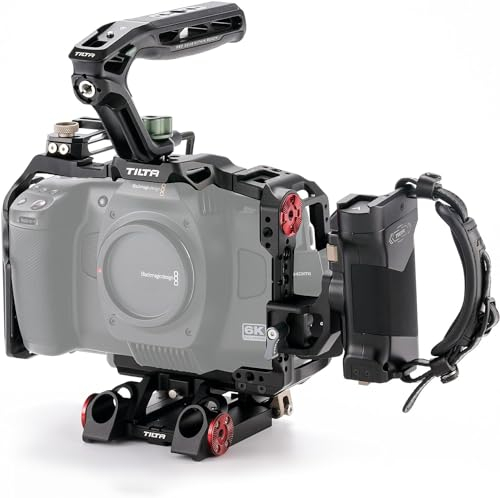 TILTA Camera Cage for BMCC 6K Advanced Kit | 1/4”-20 Threads | Cold Shoe Receivers/Arri Rosette/NATO Rail | Include SSD Holder & Top/Side Handle & Baseplate | TA-T64-A-B (Black, Advanced Kit)