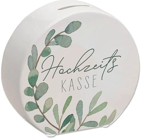 Hochzeitskasse Eukalyptus Spardose Liebes Brautpaar Hochzeitsgeschenk Flitterwochen-Fundus Deko Heirat heiraten Spaß Boho-Motiv