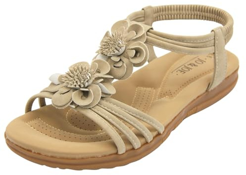 Jo & Joe Womens Floral Cushioned Sandals Ladies Comfortable Holiday Sandals