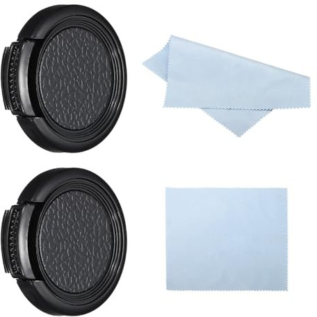 PATIKIL 30.5mm Lens Cap, 2 Pack Sides Pinch Snap Camera Lens Cover for Front Lens with Cloth, Suitable for 30.5mm Thread Universal DSLR Lenses, Black for Nikon, for Fujifilm, for Pentax