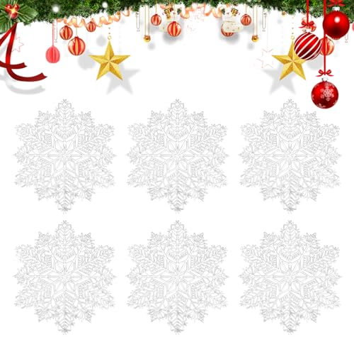 Satiskid Snowflake Dessous de Verre en PVC Noël (Lot De 6) sous-Verres Lavables,Résistants À la Chaleur,pour Cuisine,Repas de Mariage,Fête,Christmas Décoration de Table Drink Coaster-10 cm (Argent)