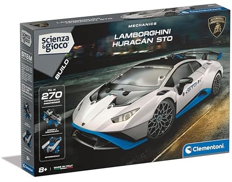 Clementoni Wissenschaft und Spiel Build - Lamborghini Huracan STO, Bausatz für Kinder 8+ Jahre mit über 270 austauschbaren Komponenten und dedizierter App, Made in Italy, italienische Sprache, 19367